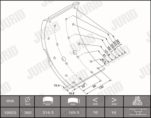 Комплект тормозных колодок, дисковый тормоз - 573200J JURID