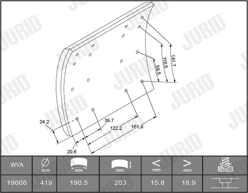 Комплект тормозных колодок, дисковый тормоз - 573247JC JURID