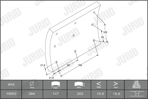 Комплект тормозных колодок, дисковый тормоз - 573249JC JURID