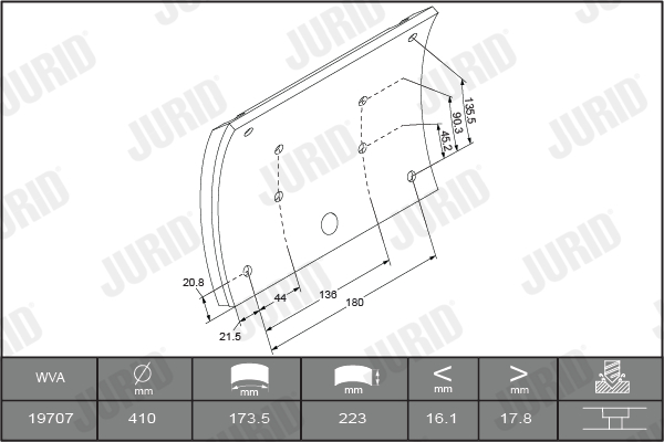 Комплект тормозных колодок, дисковый тормоз - 573272J JURID