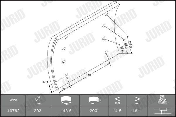 Комплект тормозных колодок, дисковый тормоз - 573380J JURID