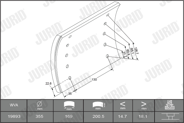 Комплект тормозных колодок, дисковый тормоз - 573432J JURID
