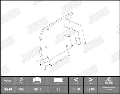 Комплект тормозных колодок, дисковый тормоз - 572429J JURID