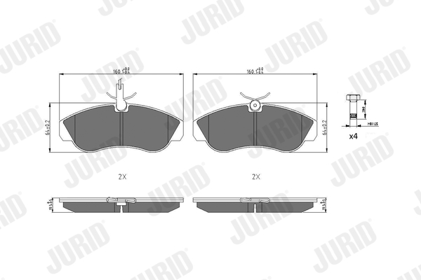 Комплект тормозных колодок, дисковый тормоз - 571840J JURID