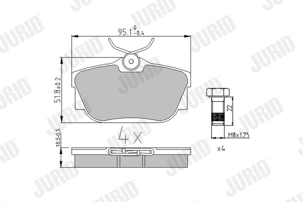 Kit pastiglie freno, Freno a disco - 571875J JURID