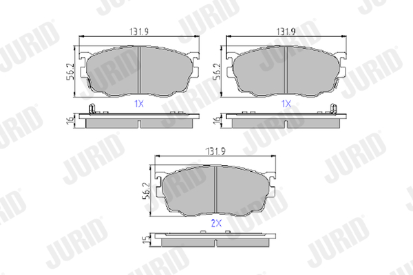 Brake Pad Set, disc brake - 572444J JURID
