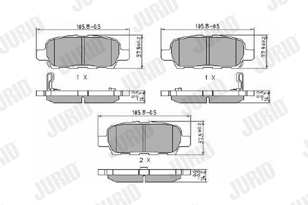 Brake Pad Set, disc brake - 572501J JURID