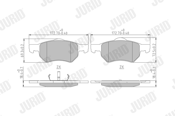 Brake Pad Set, disc brake - 572509J JURID