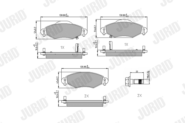 Kit pastiglie freno, Freno a disco - 572510J JURID