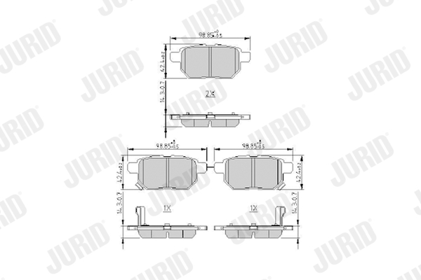 Комплект тормозных колодок, дисковый тормоз - 572632J JURID