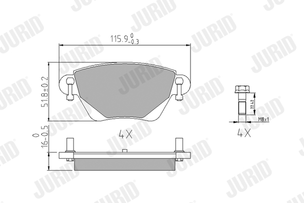 Kit pastiglie freno, Freno a disco - 573012J JURID