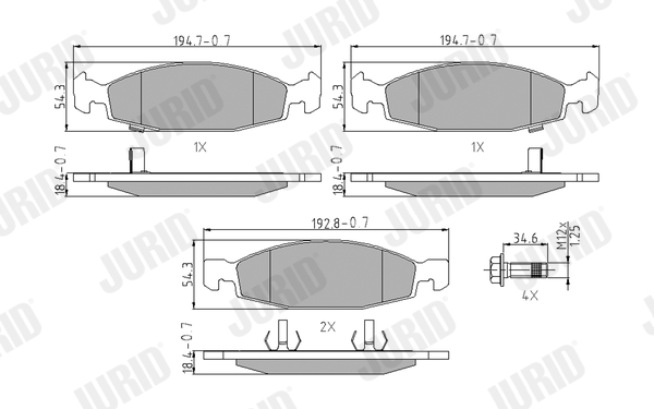 Brake Pad Set, disc brake - 573077J JURID
