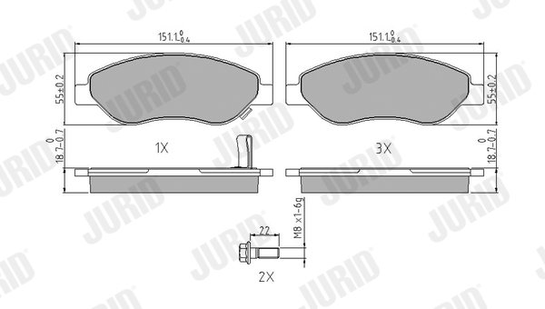 Brake Pad Set, disc brake - 573205J JURID