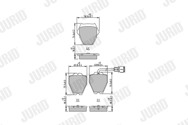 Комплект тормозных колодок, дисковый тормоз - 573208J JURID
