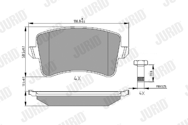 Brake Pad Set, disc brake - 573259J JURID