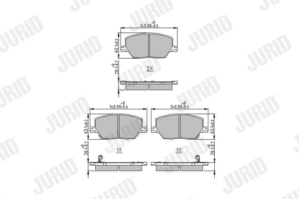 Kit pastiglie freno, Freno a disco - 573610J JURID