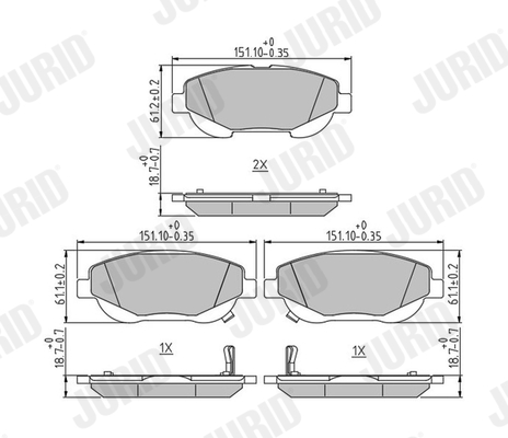 Brake Pad Set, disc brake - 573631J JURID
