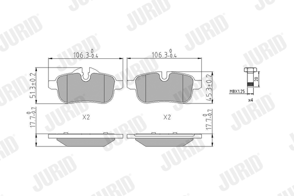 Brake Pad Set, disc brake - 573651J JURID