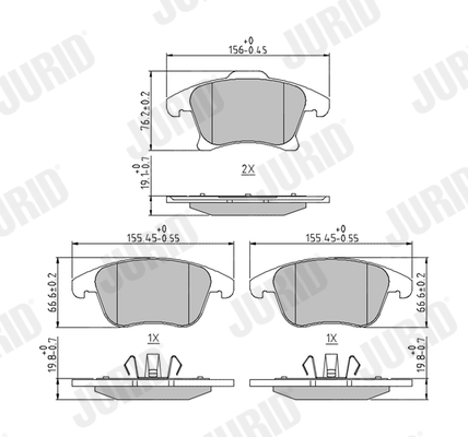 Brake Pad Set, disc brake - 573674J JURID