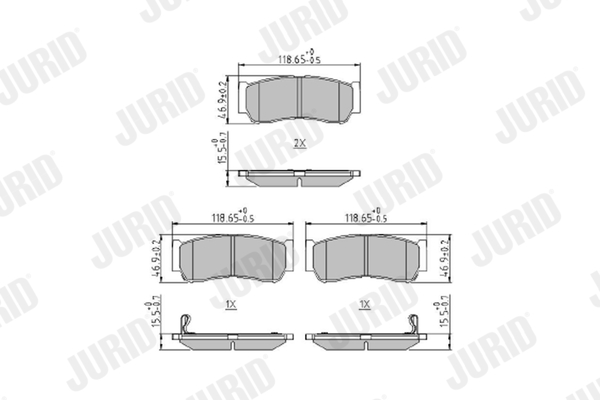 Комплект тормозных колодок, дисковый тормоз - 573676J JURID