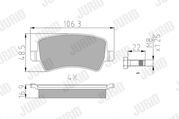 Brake Pad Set, disc brake - 573748J JURID