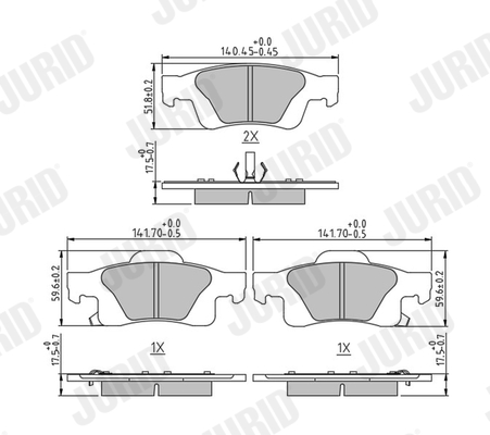 Brake Pad Set, disc brake - 573860J JURID