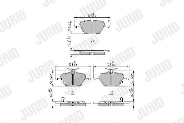 Комплект тормозных колодок, дисковый тормоз - 573980J JURID