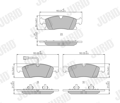 Kit pastiglie freno, Freno a disco - 574161J JURID