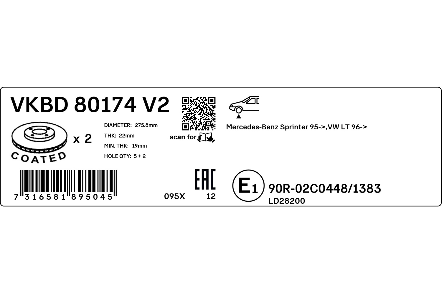 Brake Disc - VKBD 80174 V2 SKF