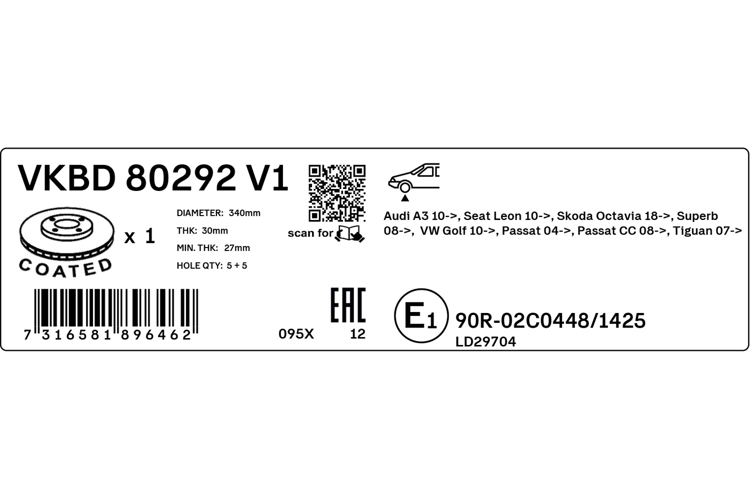 Brake Disc - VKBD 80292 V1 SKF
