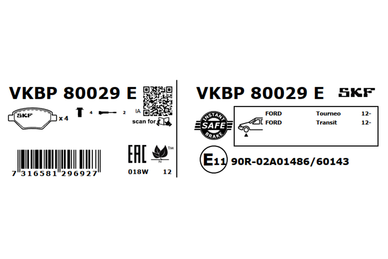 Brake Pad Set, disc brake - VKBP 80029 E SKF