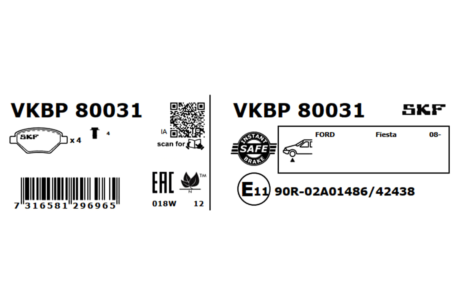 Brake Pad Set, disc brake - VKBP 80031 SKF