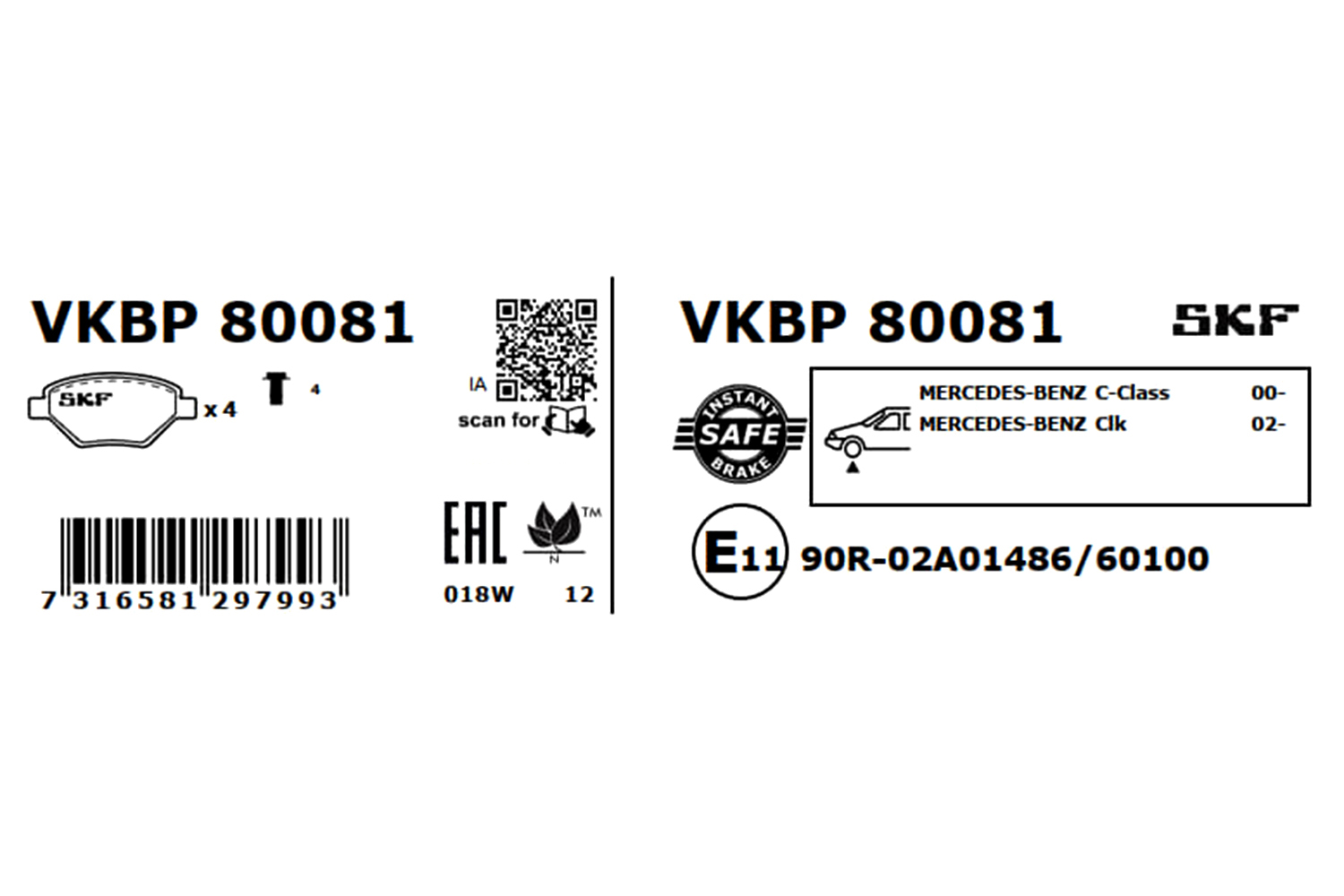 Brake Pad Set, disc brake - VKBP 80081 SKF