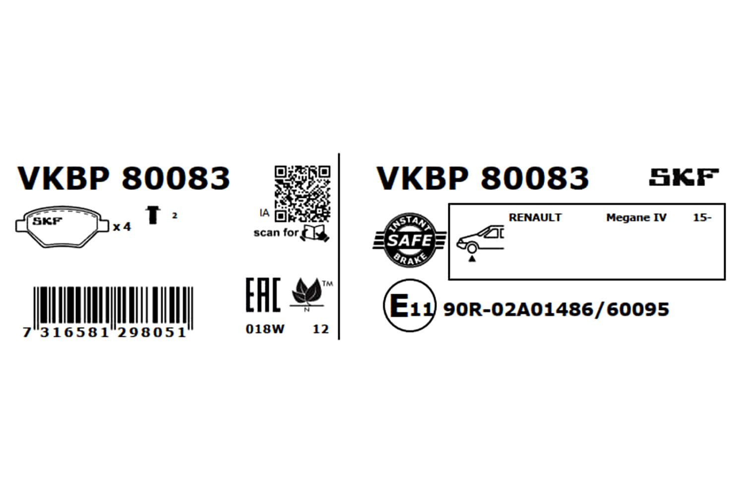 Brake Pad Set, disc brake - VKBP 80083 SKF