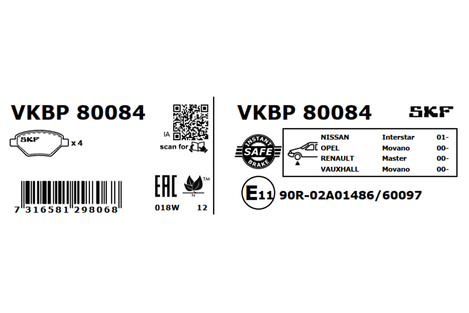 Brake Pad Set, disc brake - VKBP 80084 SKF