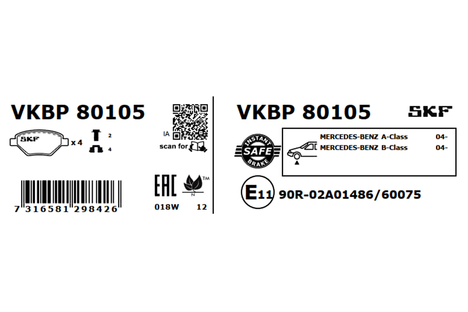 Brake Pad Set, disc brake - VKBP 80105 SKF