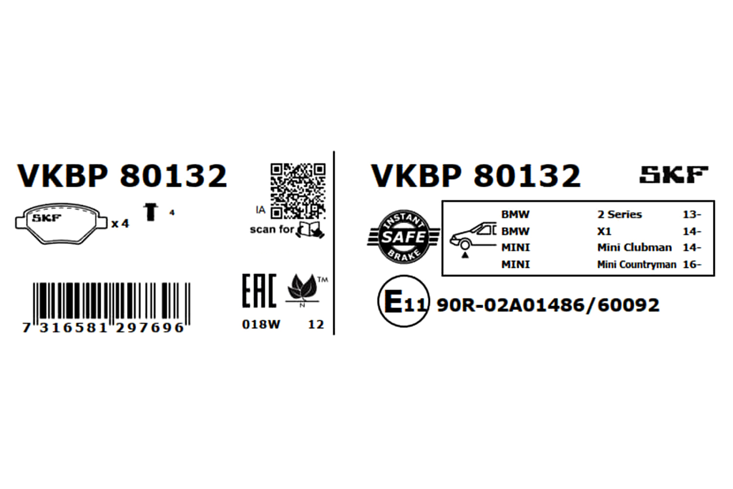 Brake Pad Set, disc brake - VKBP 80132 SKF