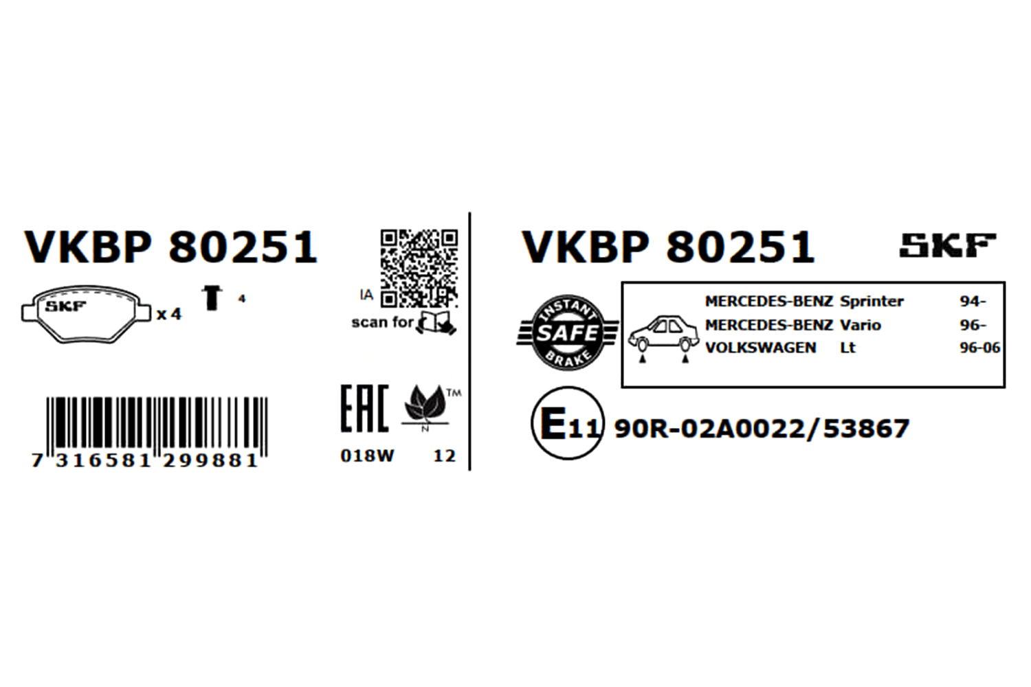 Brake Pad Set, disc brake - VKBP 80251 SKF