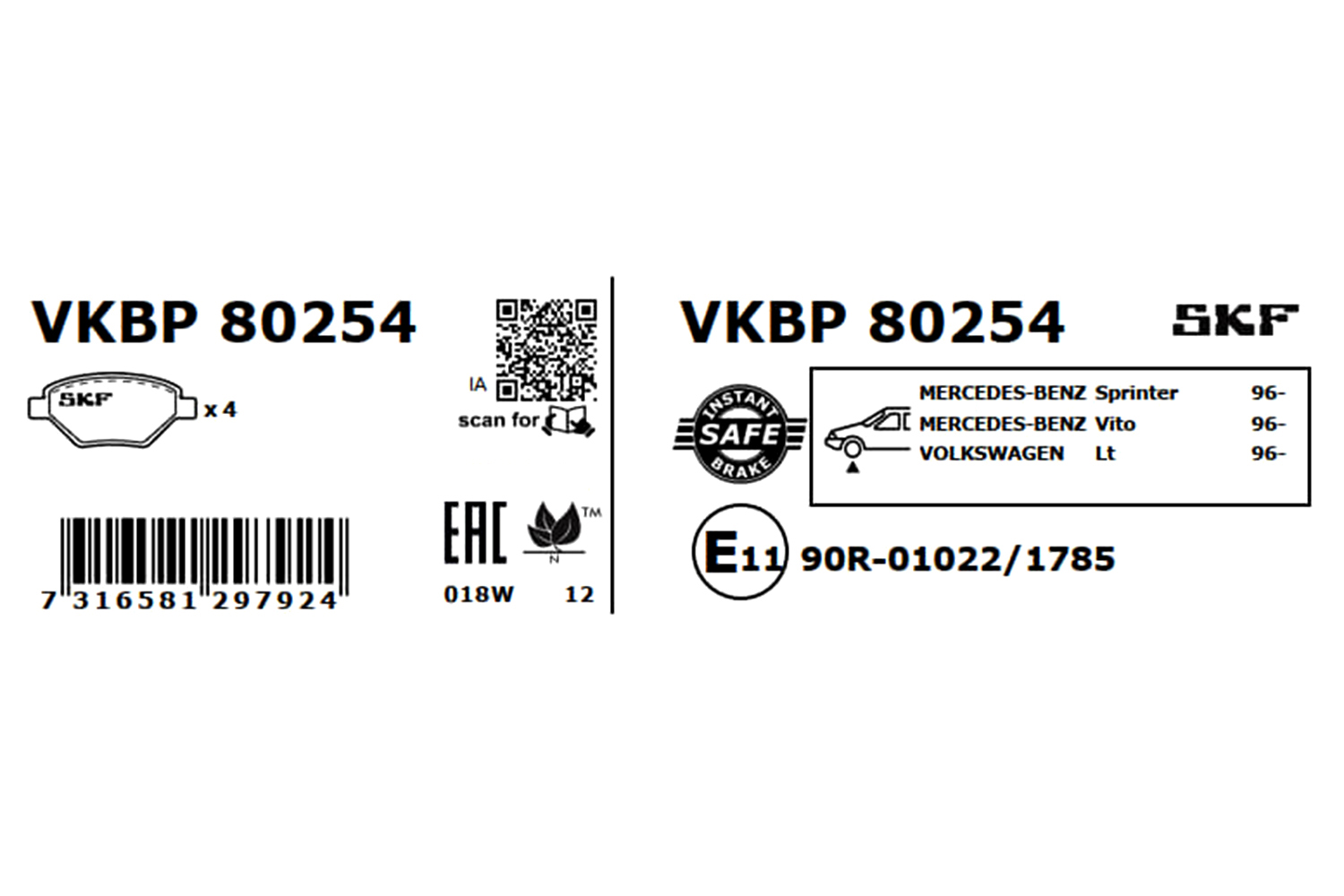 Brake Pad Set, disc brake - VKBP 80254 SKF