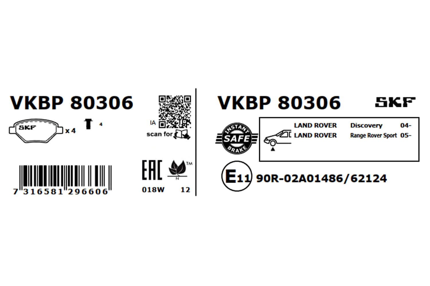 Brake Pad Set, disc brake - VKBP 80306 SKF