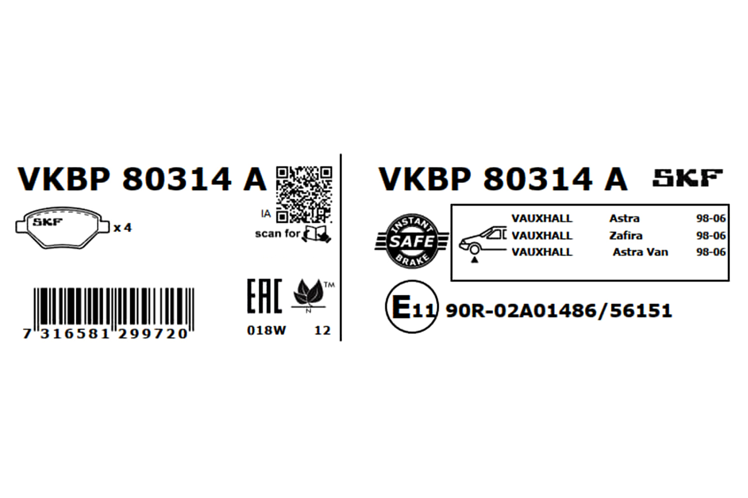 Brake Pad Set, disc brake - VKBP 80314 A SKF