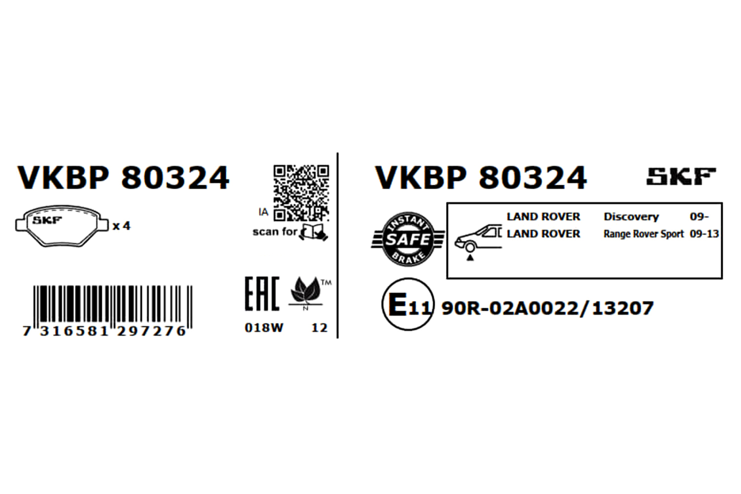 Brake Pad Set, disc brake - VKBP 80324 SKF