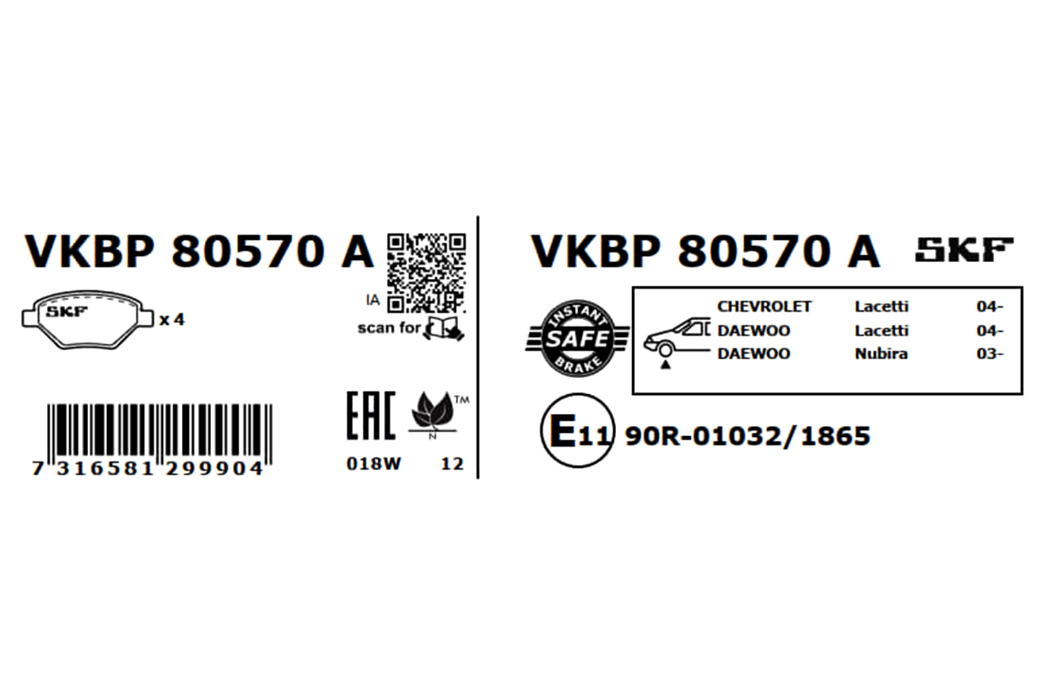 Brake Pad Set, disc brake - VKBP 80570 A SKF