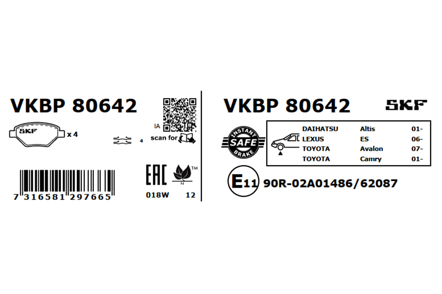Brake Pad Set, disc brake - VKBP 80642 SKF