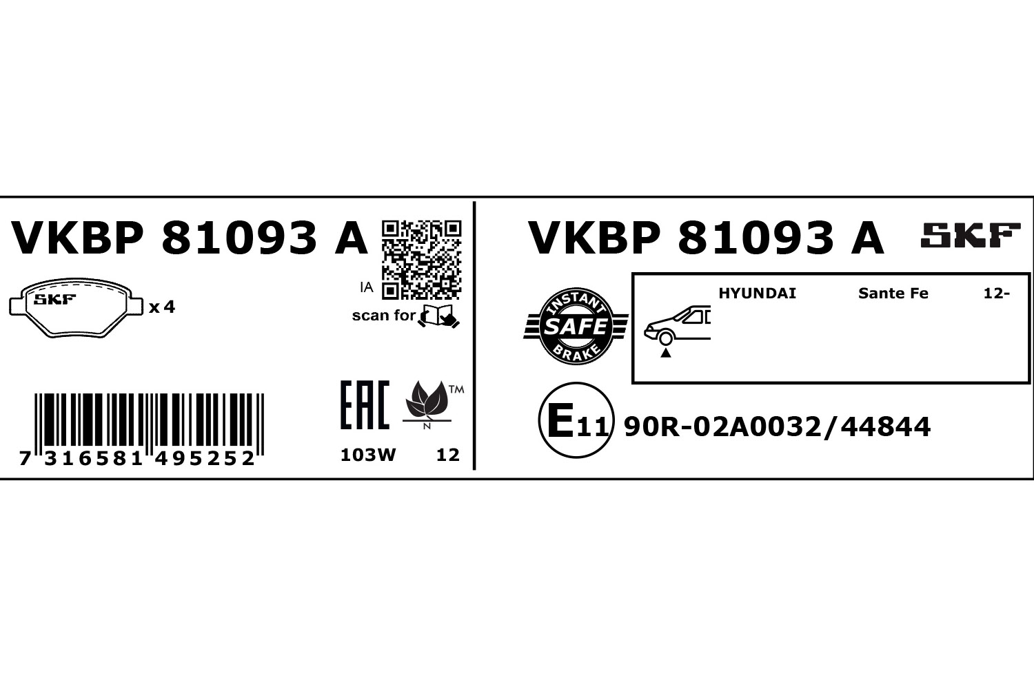 Brake Pad Set, disc brake - VKBP 81093 A SKF
