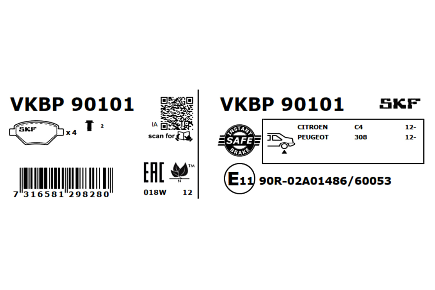 Brake Pad Set, disc brake - VKBP 90101 SKF