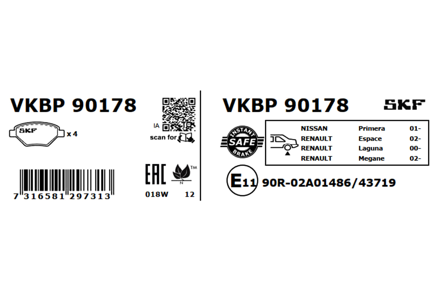 Brake Pad Set, disc brake - VKBP 90178 SKF