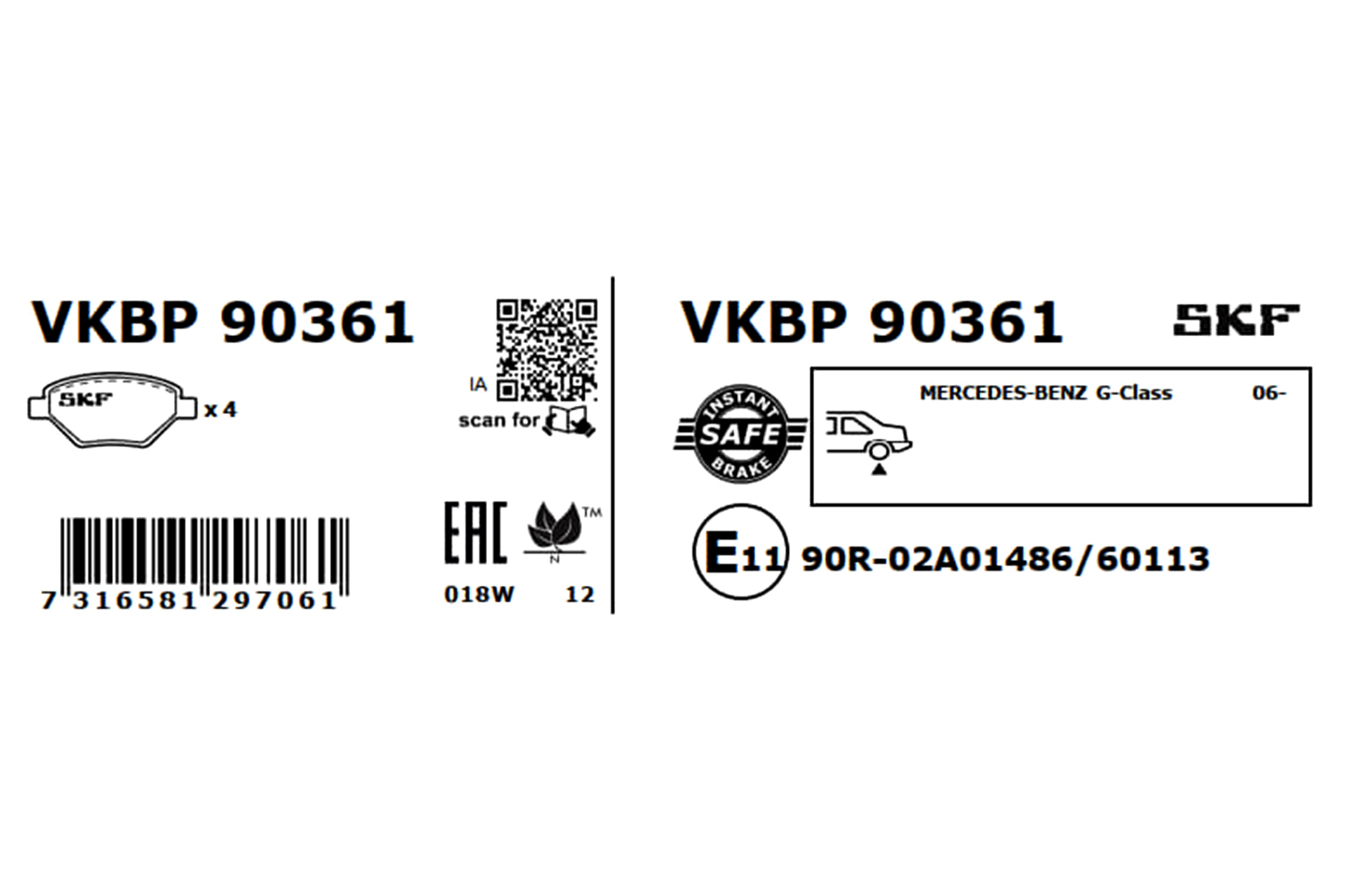 Brake Pad Set, disc brake - VKBP 90361 SKF