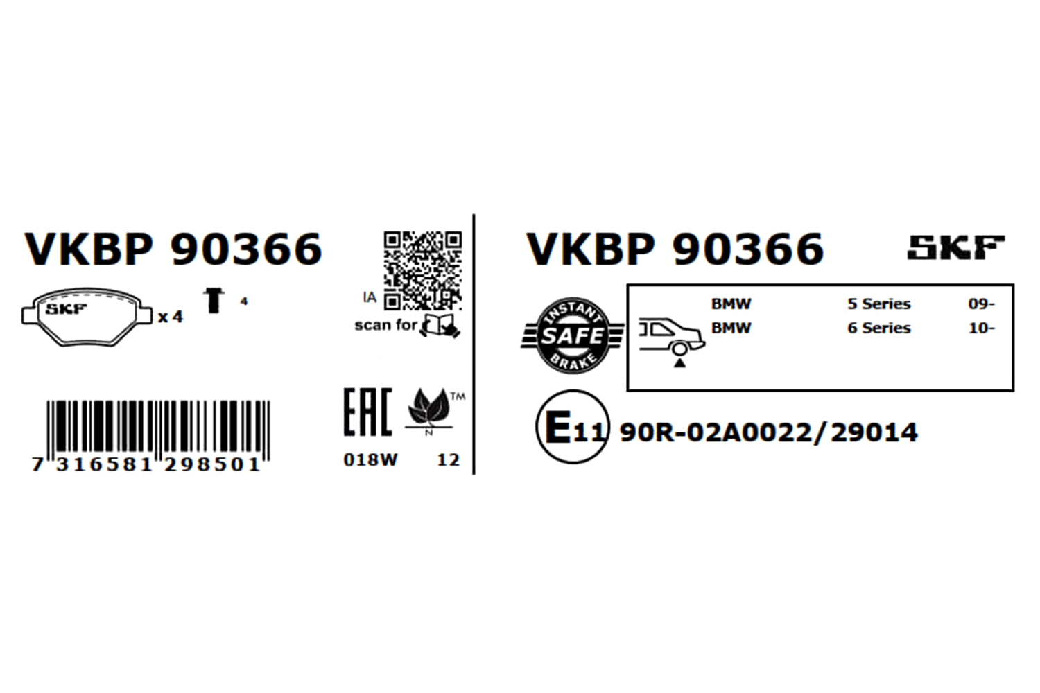 Brake Pad Set, disc brake - VKBP 90366 SKF