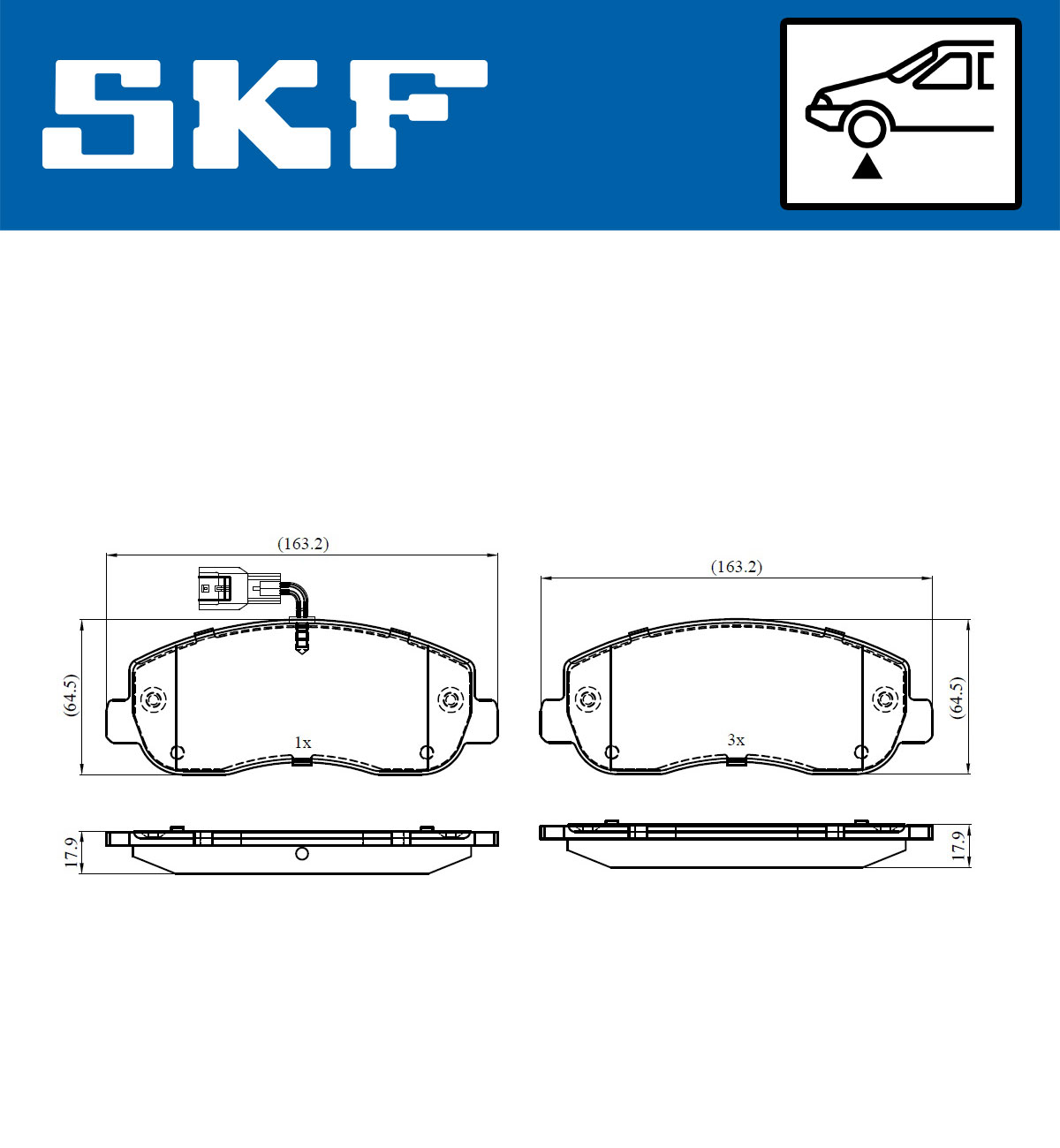 Комплект тормозных колодок, дисковый тормоз - VKBP 80011 E SKF